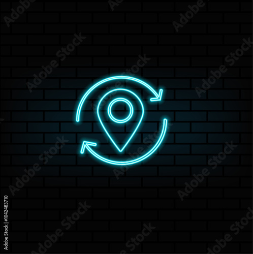 Neon icon set user, location. Set of red, blue, yellow neon vector icon
