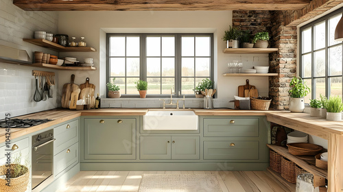 Cozy kitchen with rustic de...