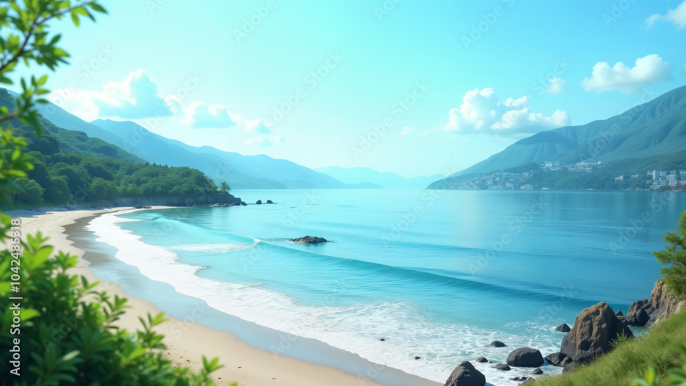 Obraz premium Exploring Serenity: A Picturesque View of Tranquil Bay Surrounded by Nature's Beauty