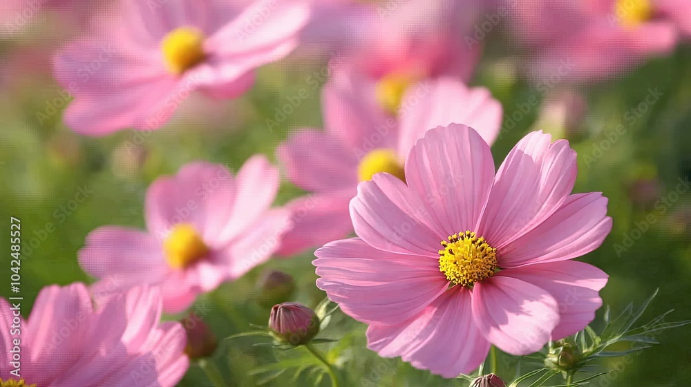 Delicate Pink Flowers in a Lush Green Field Delicate Pink Flowers in a Lush Green Field