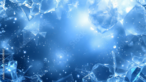 abstract ice background, winter blue background with ice, space for text, card,