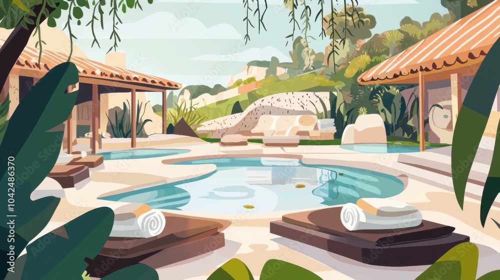 Fototapeta premium Tranquil Wellness Retreat: Embracing Nature for Health and Mindfulness