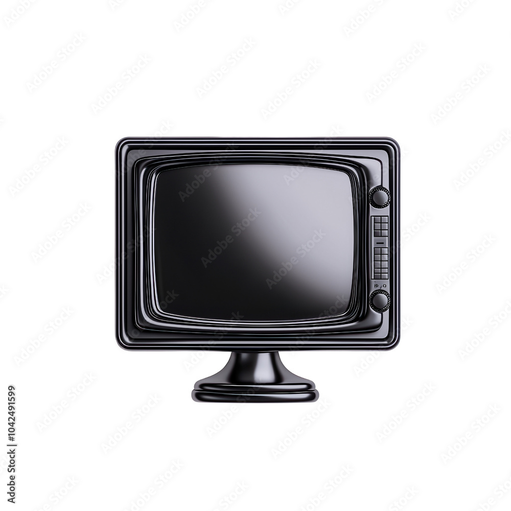 Classic black television set on white isolate background, symbolizing retro design and vintage entertainment. isolated on transparent background. Classic black television set on white isolate background, symbolizing retro design and vintage entertainment. isolated on transparent background.