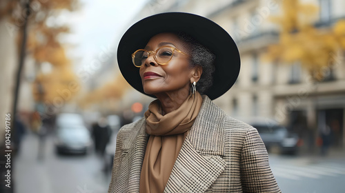 Stylish older woman in a ci...