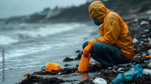 Person in a yellow raincoat...