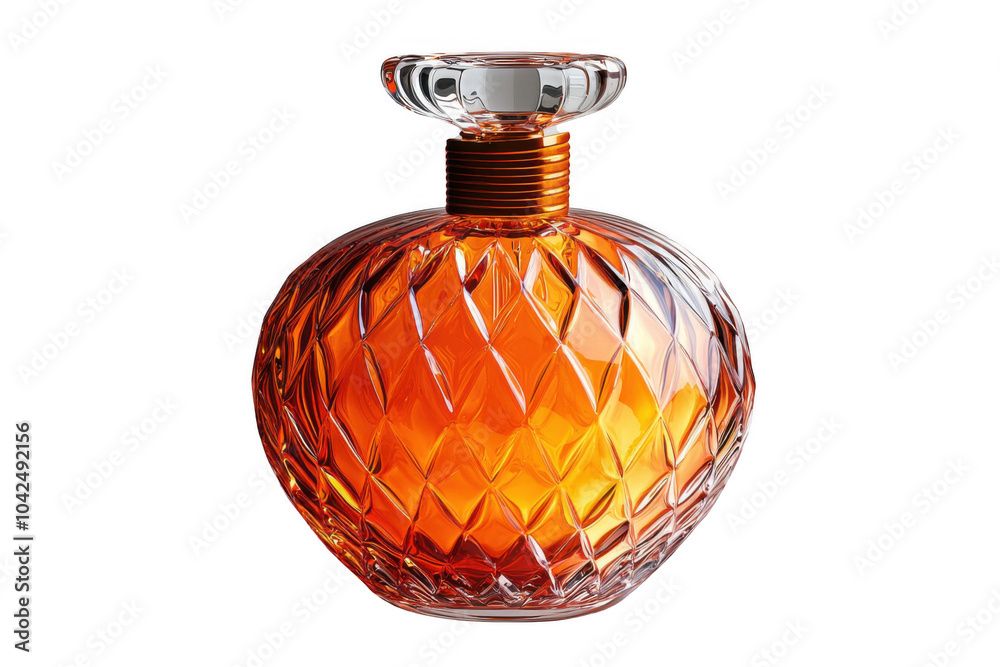 Orange perfume bottle isolated on transparent background, png file, no background png file