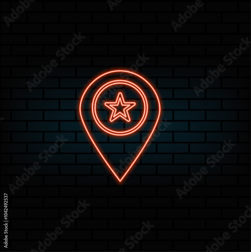 Glowing neon line Map pin icon isolated on blue background. Navigation, pointer, location, map, gps, direction, place, compass, search concept. Vector Illustration
