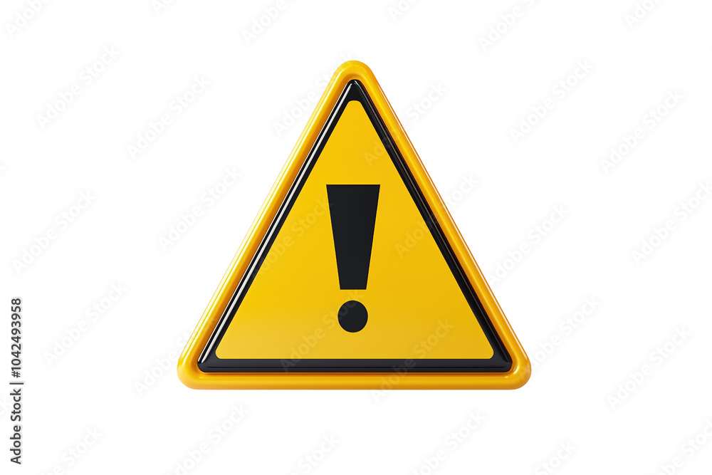 Yellow warning sign with exclamation mark, isolated on white background. isolated on transparent background. Yellow warning sign with exclamation mark, isolated on white background. isolated on transparent background.