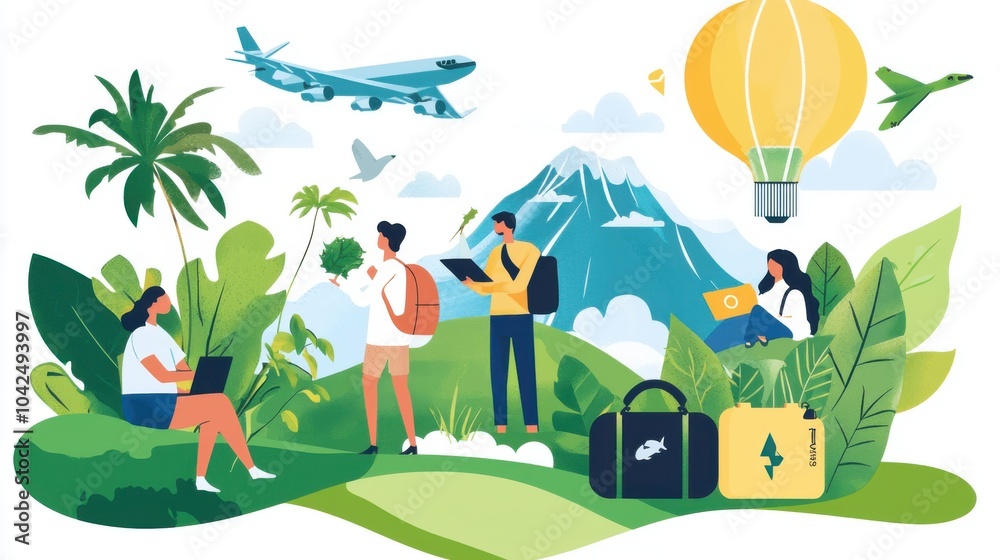Fototapeta premium Eco-Friendly Travel: Embracing Sustainable Tourism and Cultural Responsibility