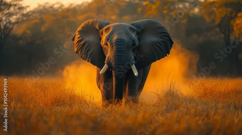 Obraz Gran elefante, africano corriendo hacia Fotografo.

Concepto de fotografía salvaje y concursos fotográficos de África.