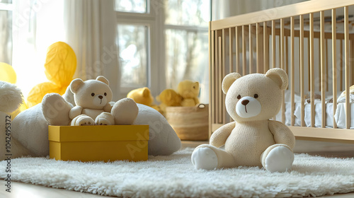 Cozy nursery with plush ted...