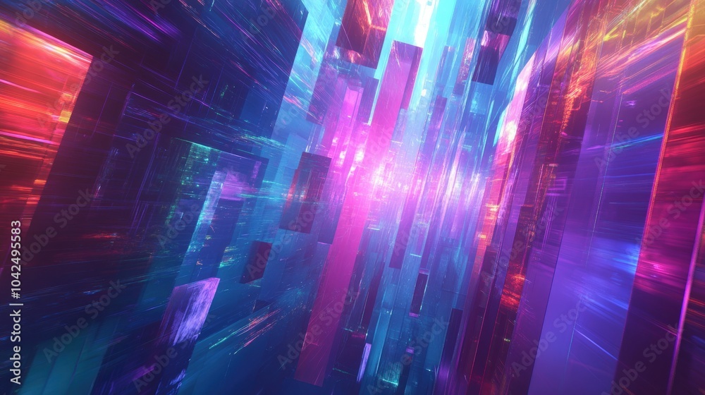 custom made wallpaper toronto digitalAbstract neon city with vibrant colors and glowing lines.