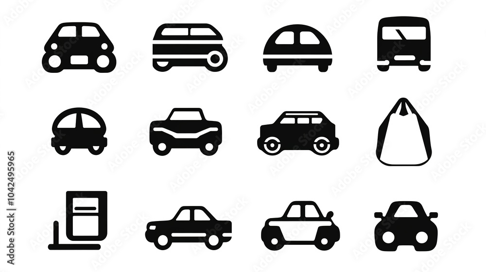 Car Icons on White Background. This image features a collection of stylish car icons, each designed with sleek lines and modern aesthetics. The icons represent various car models, including sedans, Car Icons on White Background. This image features a collection of stylish car icons, each designed with sleek lines and modern aesthetics. The icons represent various car models, including sedans,