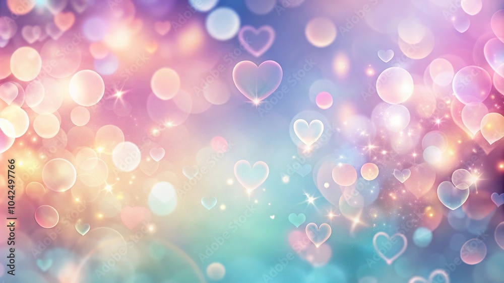 Dreamy pastel hearts and abstract circles background with forced perspective Dreamy pastel hearts and abstract circles background with forced perspective