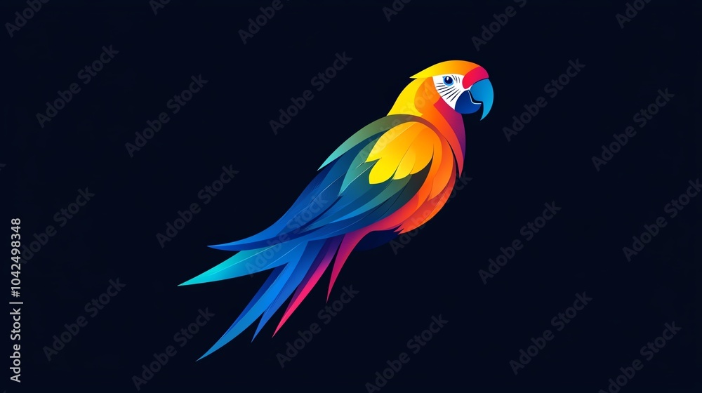 Obraz premium Colorful parrot illustration on dark background
