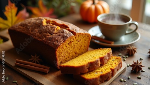 Freshly Baked Pumpkin Spice Bread A Cozy Autumn Treat with Warm Spices and a Touch of Fall
