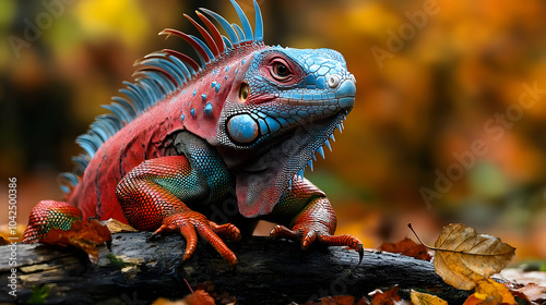 A vibrant, colorful lizard ...