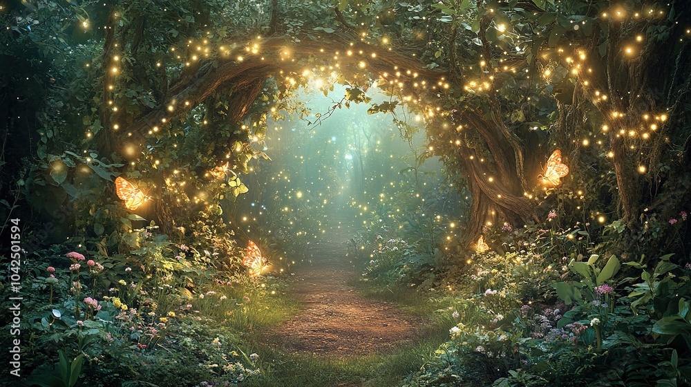 Enchanted Forest with Glow and Butterflies Enchanted Forest with Glow and Butterflies