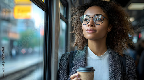 A woman with glasses gazes ...