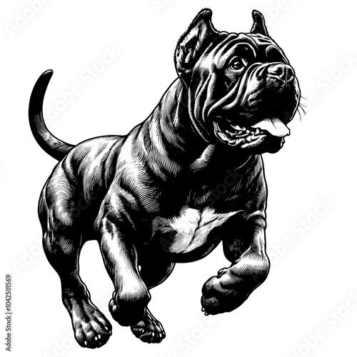 Cane Corso in full-body, hand drawn sketch. Vector isolated on white background	