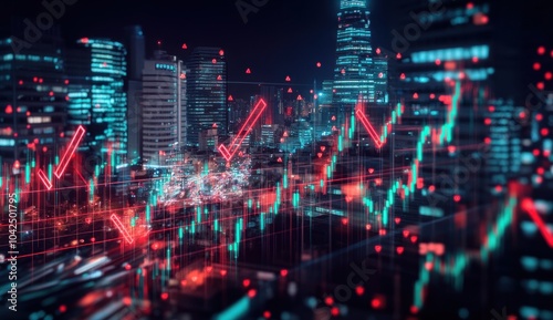 Wallpaper Mural Financial Market Fluctuation Over a Cityscape Torontodigital.ca