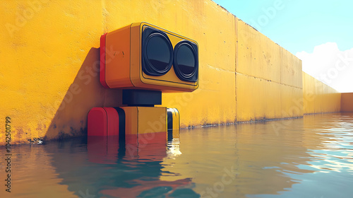 A colorful robot partially ...