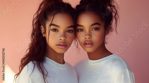 Portrait of two young girls...