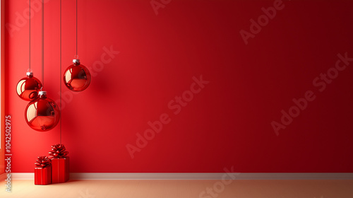 Christmas background, red christmas, christmas card, クリスマス壁紙, Generated AI photo