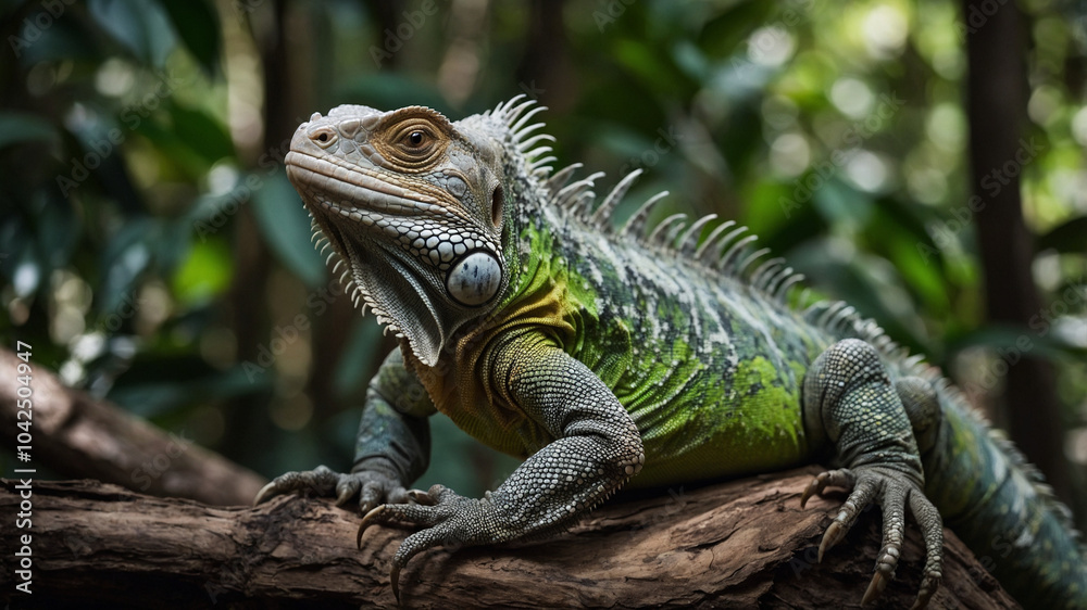 Obraz premium 4K close up iguana in the forest