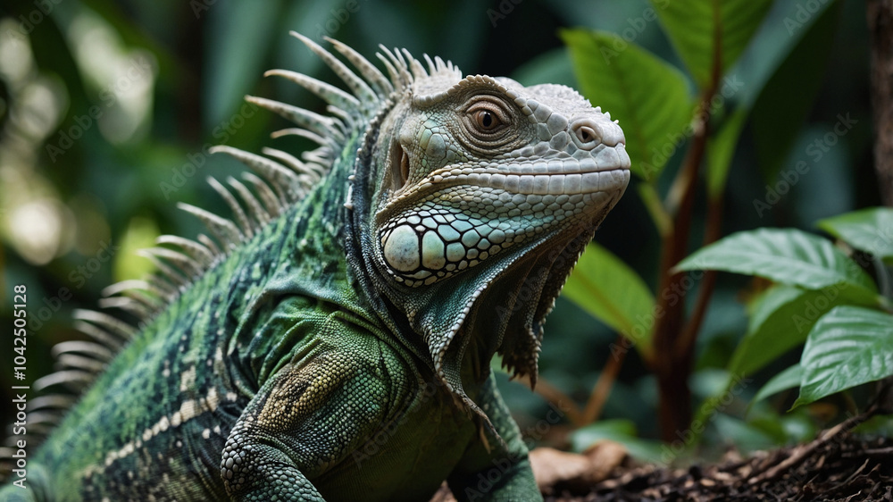 4K close up iguana in the forest 4K close up iguana in the forest