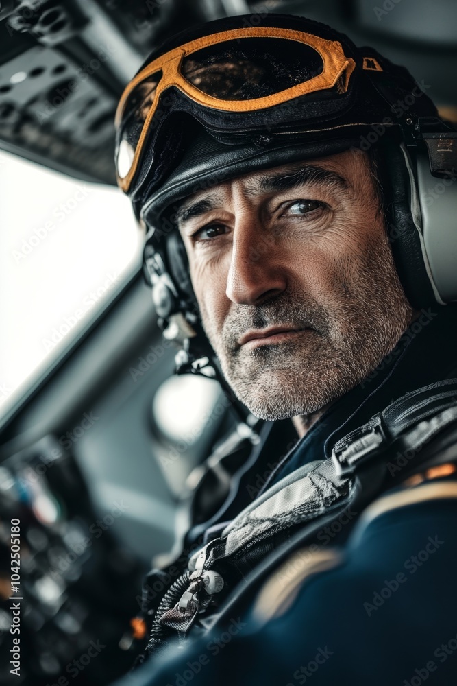 a pilot looking at the camera, white background a pilot looking at the camera, white background