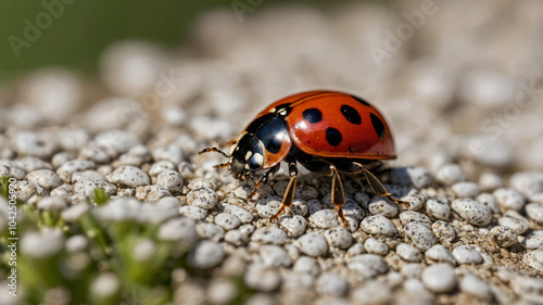 4k close up macro ladybug in the green forest