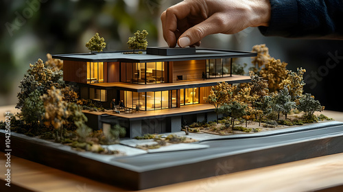 A hand adjusting a model of...