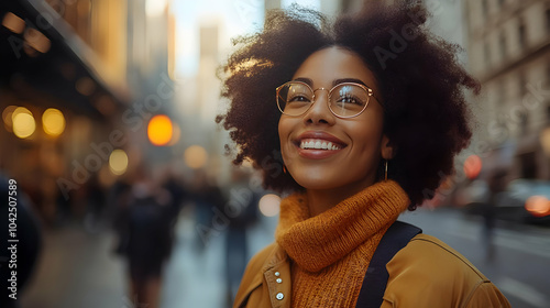 A smiling woman with curly ...