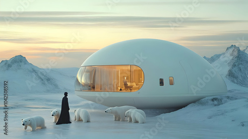 Futuristic habitat in a sno...