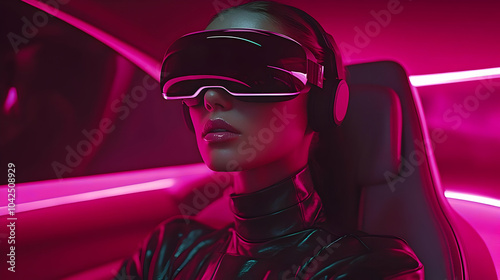 Futuristic woman in VR head...