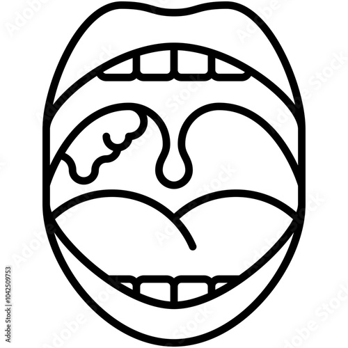 Adenoids Icon. Tonsil Problem Pictogram Graphic Illustration. Isolated Simple Line Icon For Infographic, App and Web Button.