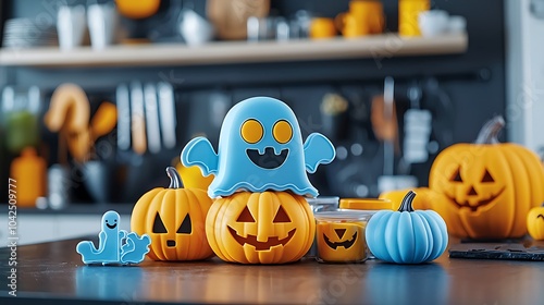 Halloween Baking Decorations in Dark Kitchen photo