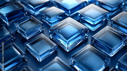 A collection of shiny blue ...