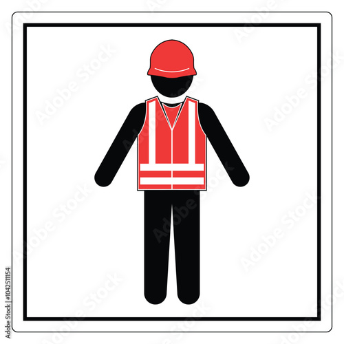 Construction Safety Icon with Vest and Helmet