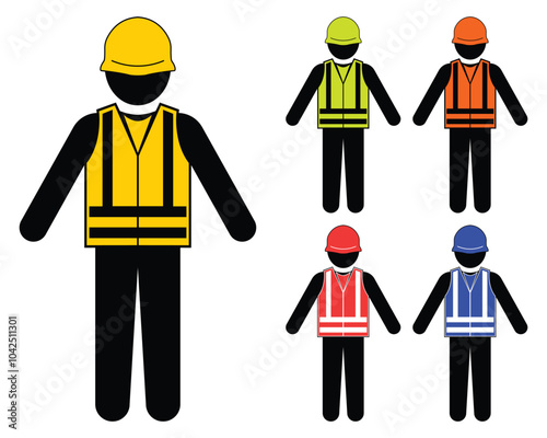 Construction Worker Icons in Various Colors