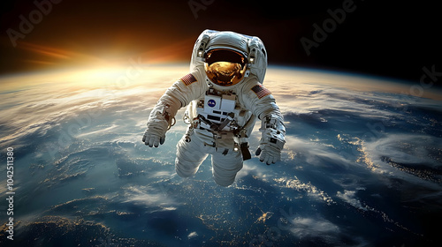 Astronaut floating in space...