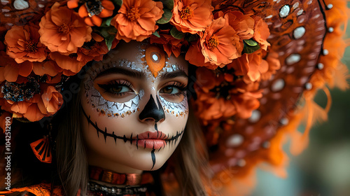 A woman in vibrant attire c...