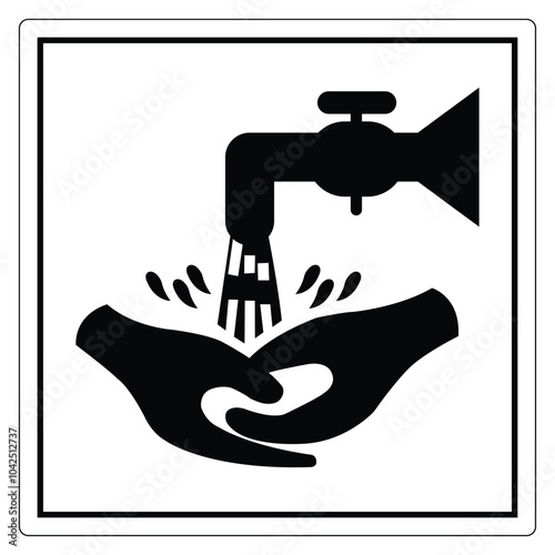 Hands Under Water Stream Icon for Hygiene Concept