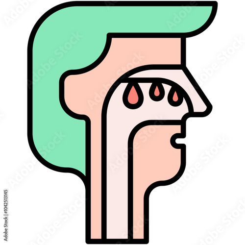 Polyps Icon. Nasal Infection Pictogram Graphic Illustration. Isolated Simple Filled Line Icon For Infographic, App and Web Button.