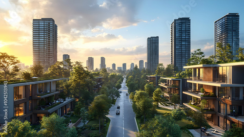 Modern urban landscape with...