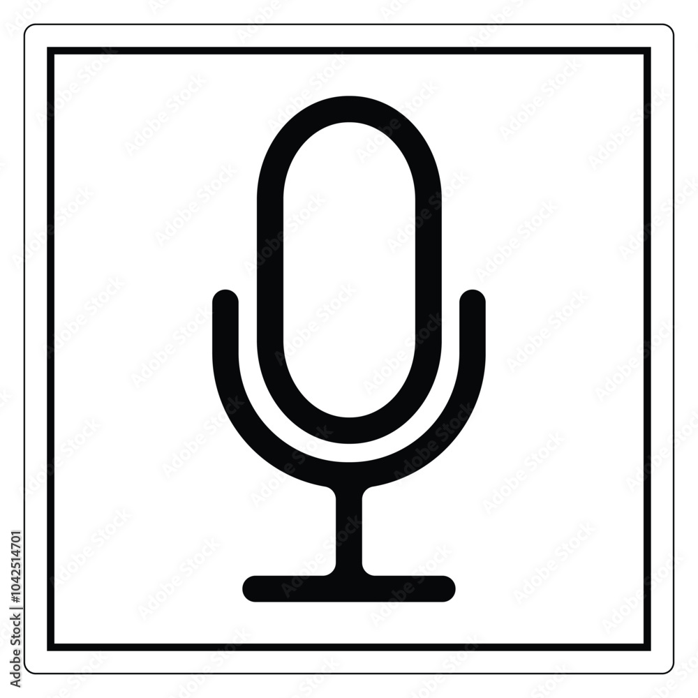 Simple Microphone Icon on a Square Background Simple Microphone Icon on a Square Background