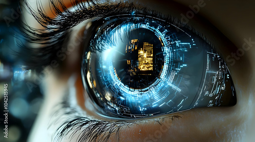 A futuristic eye with digit...