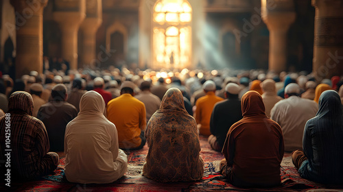 A gathering of worshippers ...