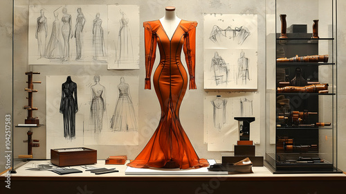 Elegant dress displayed wit...